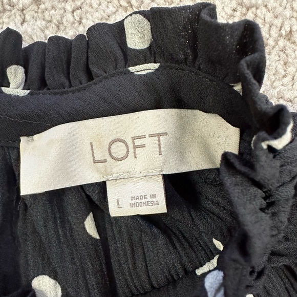 EUC loft blouse black and white polka dots - Picture 2 of 8